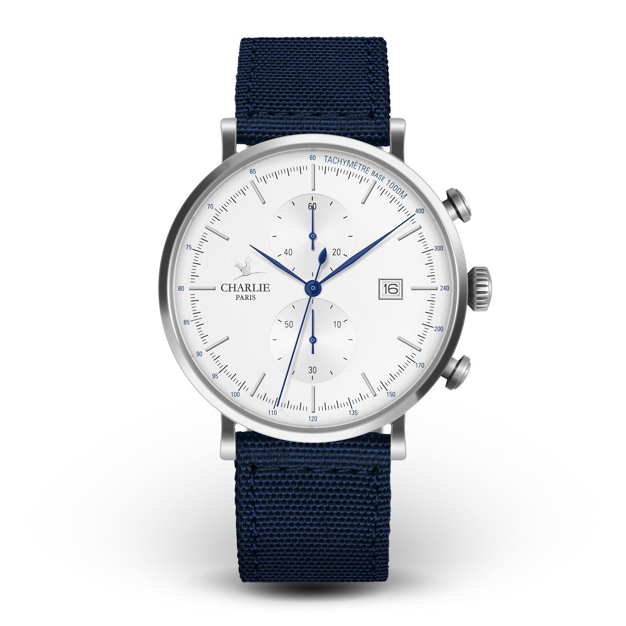 montre homme francaise chronographe tachymetre acier blanc 17 1