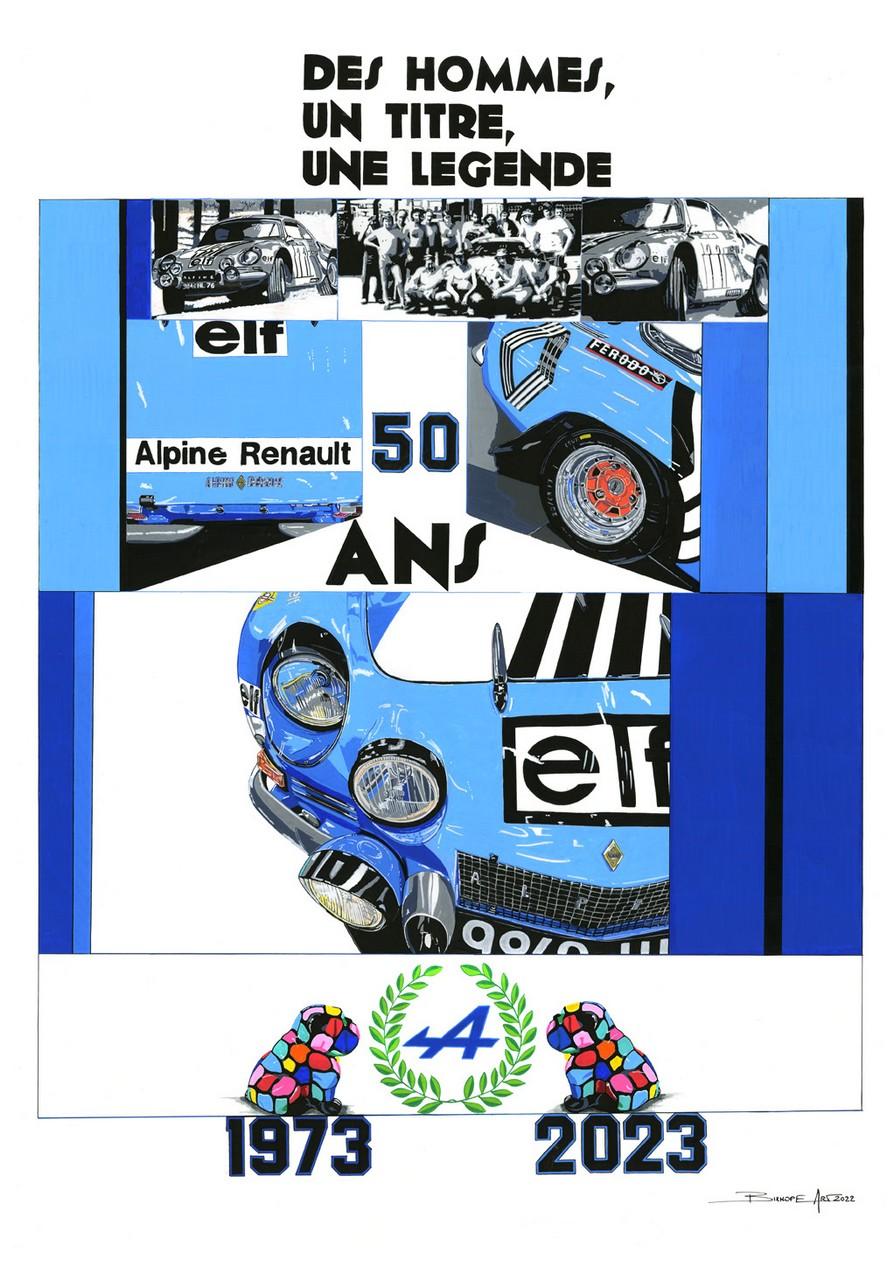 affiche officielle alpine champion rallyes 1973 - Vintage