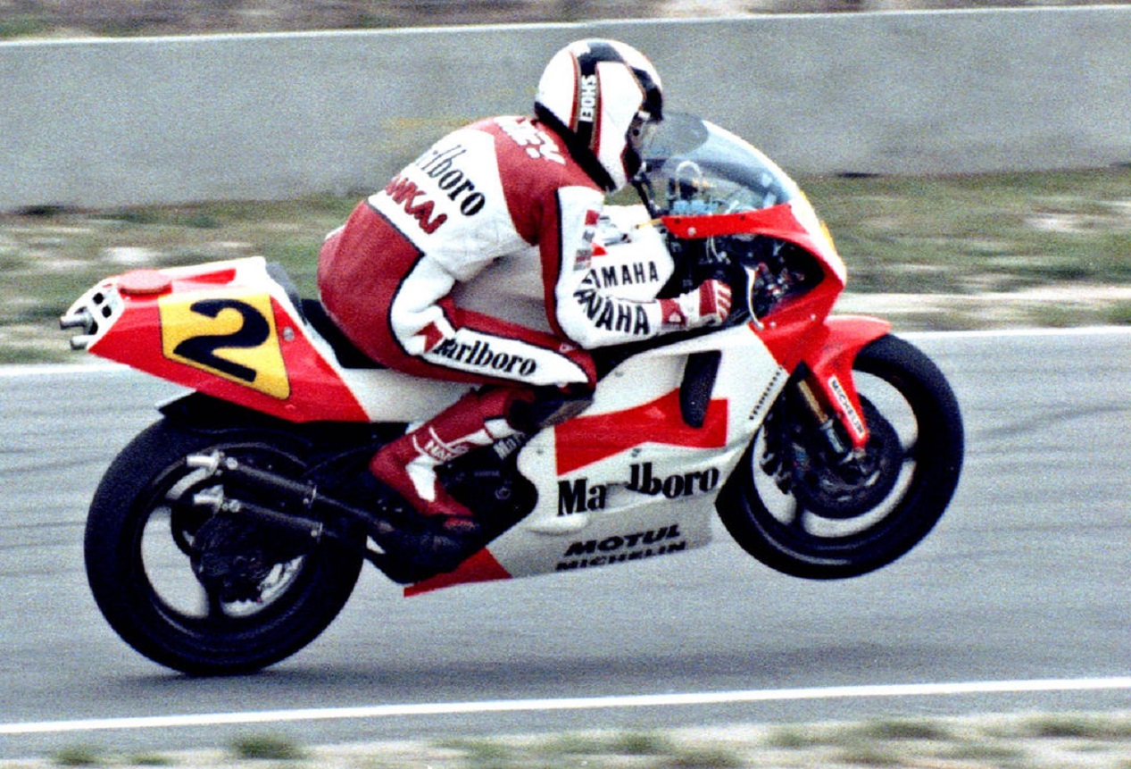 Le pilote américain Wayne Rainey sur Yamaha en 1990